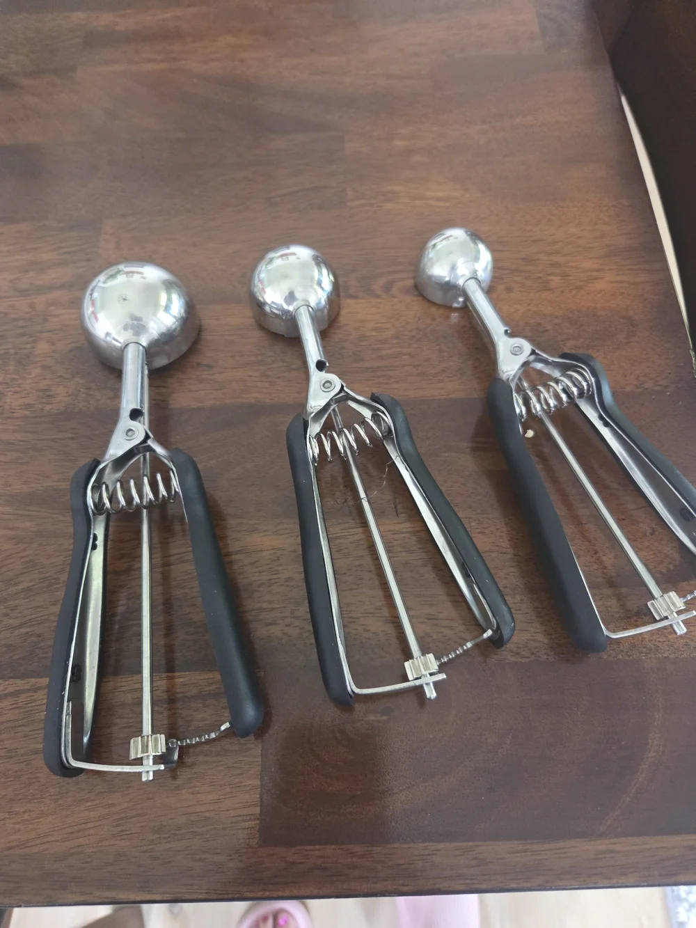 Stainless Steel Ice Cream Scoop with Black Handle - 3 Sizes